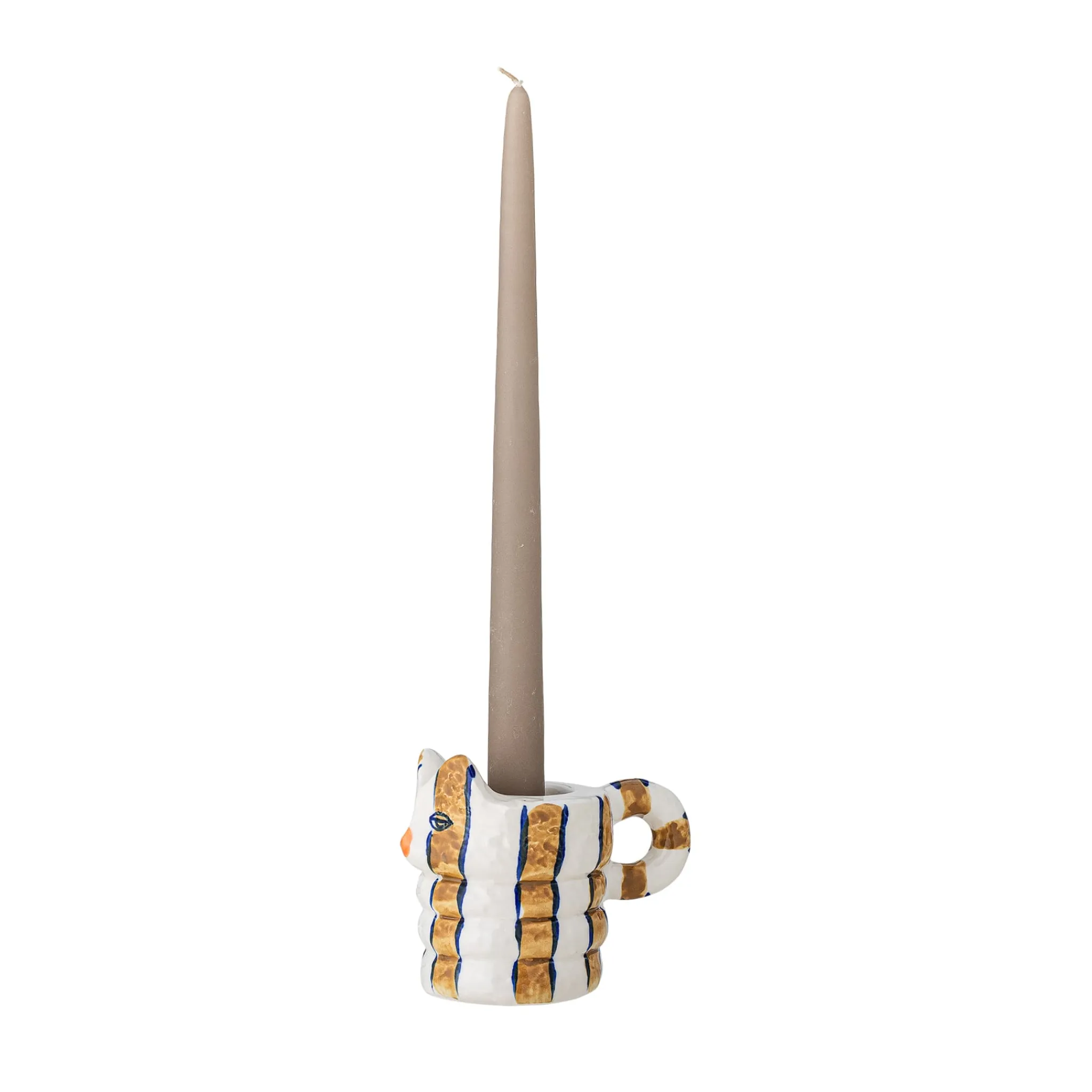 Hot Set of 2 Yellow Striped Cat Candle Holders Table Setting|Tableware Brands
