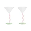 Hot Set of 2 Zig Zag Martini Glasses Tableware Brands|Table Setting