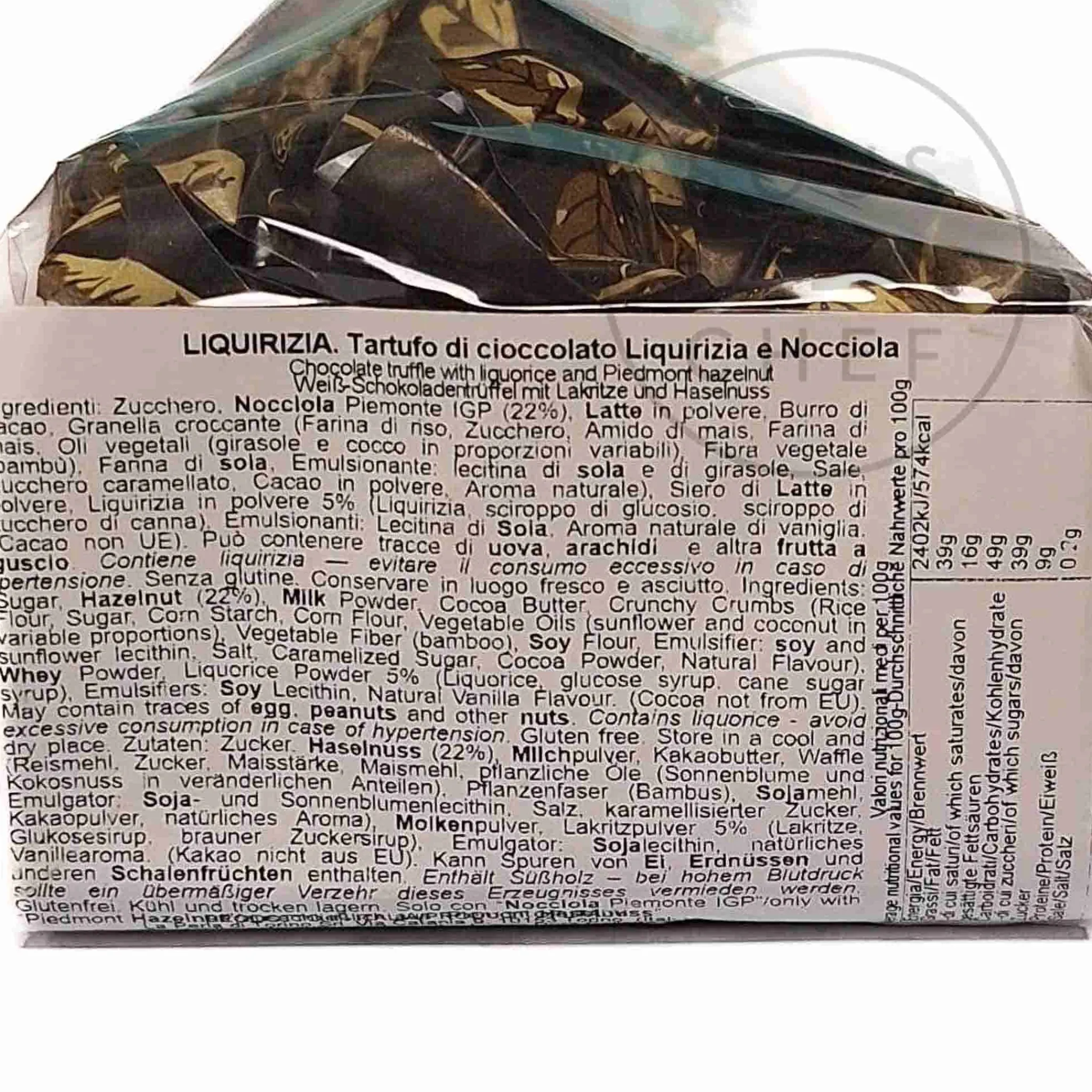 Online Short Dated White Chocolate Truffles with Liquorice & Hazelnuts, 200g Ingredients Brands|Italian Ingredients