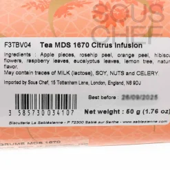 New Short Dated Citrus Fruit Infusion Tea, 50g Ingredients Brands|French Ingredients