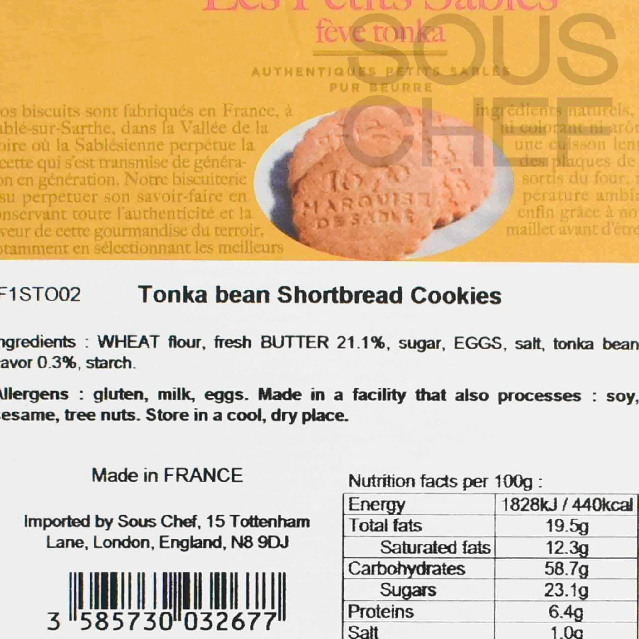 Clearance Short Dated Sable Biscuits with Tonka Bean, 100g Ingredients Brands|French Ingredients