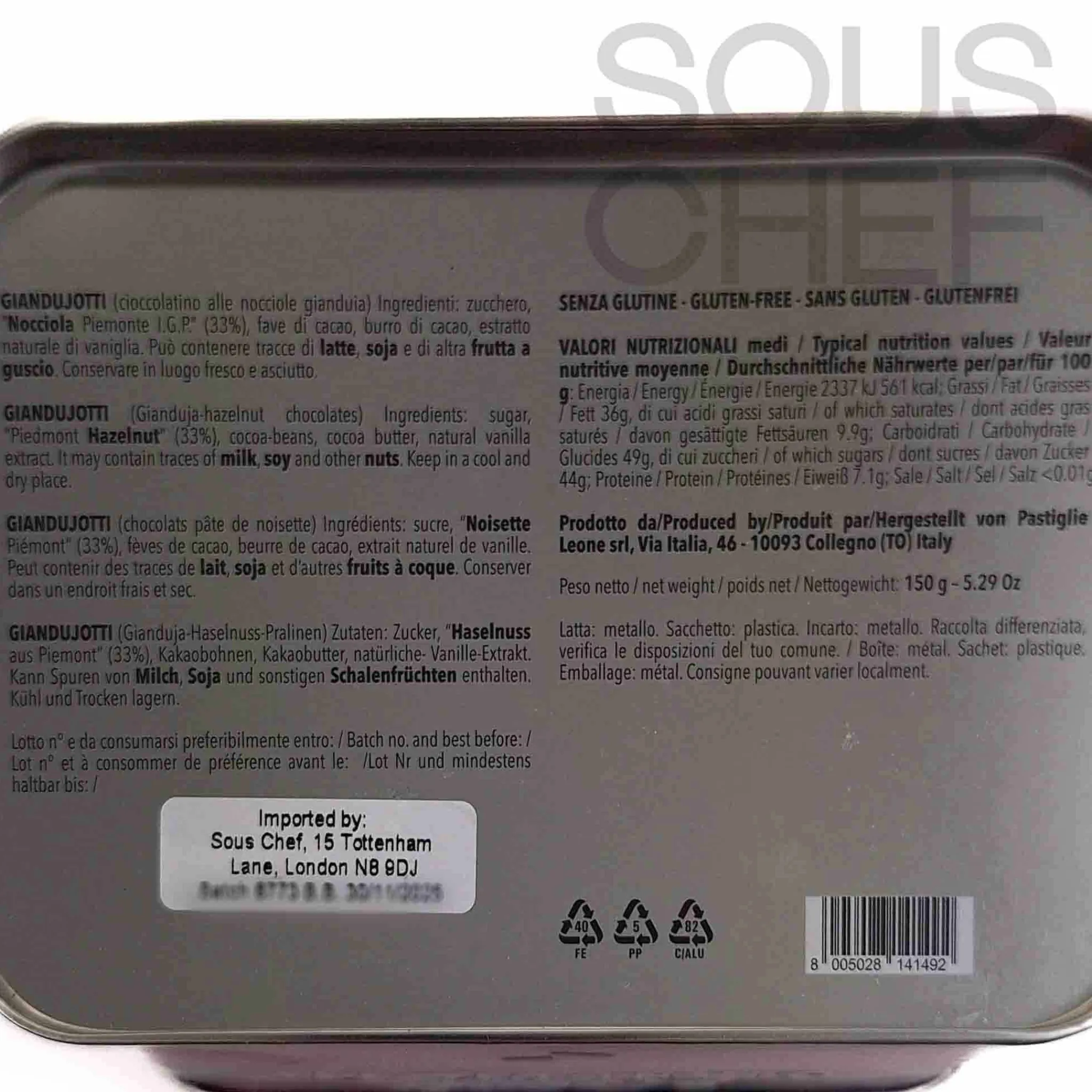 New Short Dated Gianduiotti Gift Tin, 150g Ingredients Brands|Italian Ingredients