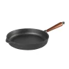 Hot Cast Iron Deep Frying Pan with Beech Wood Handle, 28cm Pots & Pans