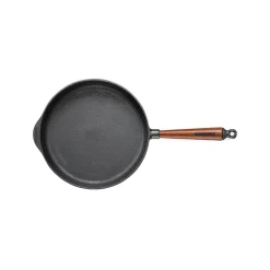 Hot Cast Iron Deep Frying Pan with Beech Wood Handle, 28cm Pots & Pans