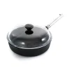 Best Professional Cast Iron & Stainless Steel Saute Pan with Glass Lid, 25cm Pots & Pans