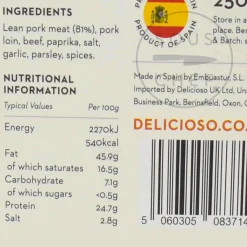 Clearance Smoked Asturian Chorizo Dulce, 250g Ingredients Brands|Spanish Ingredients