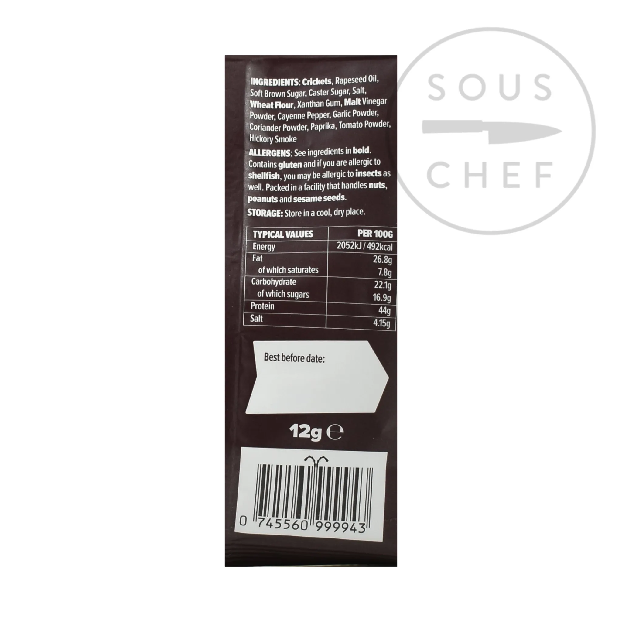 Clearance Smoky BBQ Crunchy Roasted Crickets, 12g Ingredients Brands|Made In The Uk