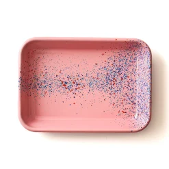 Clearance Splatter Fest Enamel Roasting and Serving Dish, Pink Middle Eastern Ingredients|Baking Supplies & Equipment
