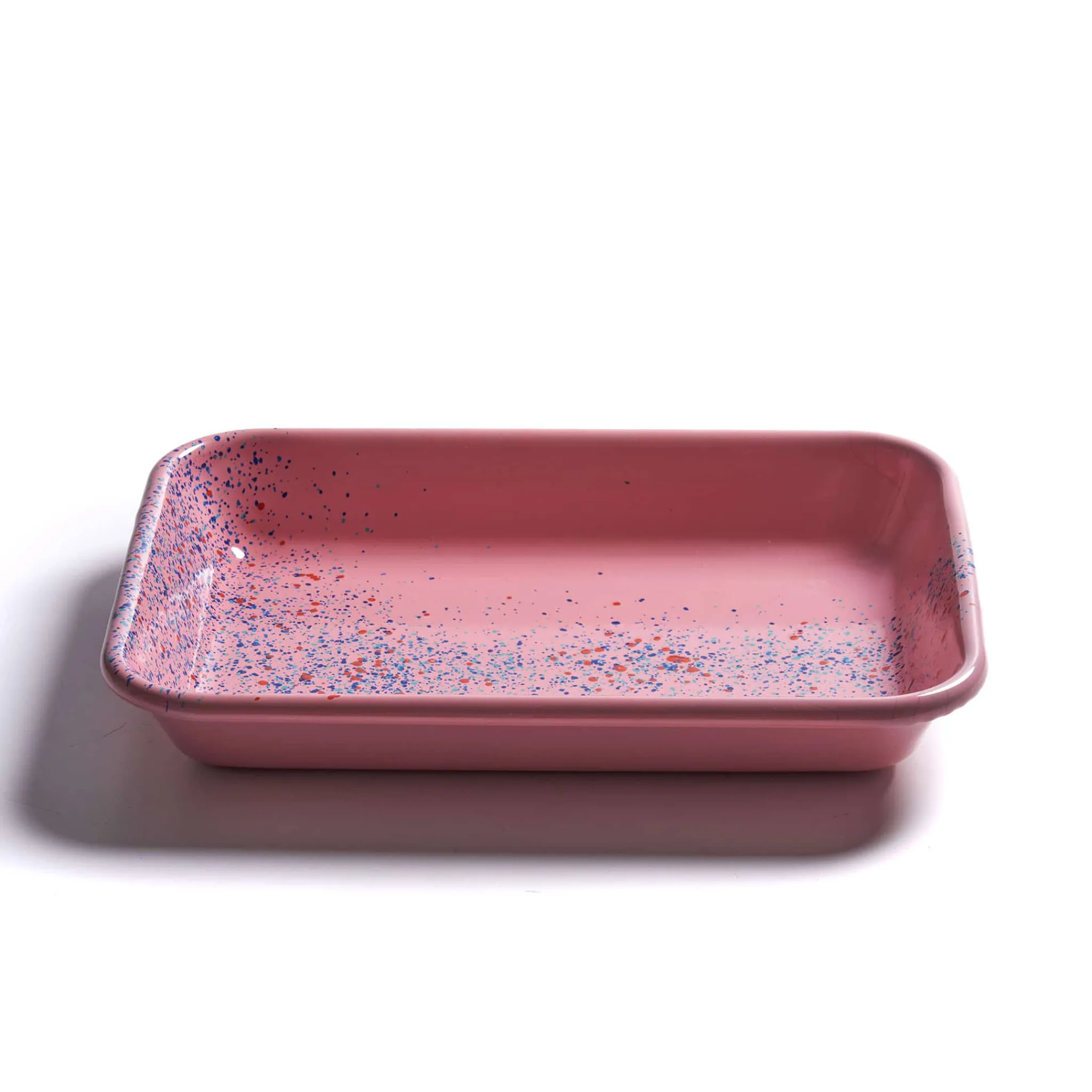 Clearance Splatter Fest Enamel Roasting and Serving Dish, Pink Middle Eastern Ingredients|Baking Supplies & Equipment