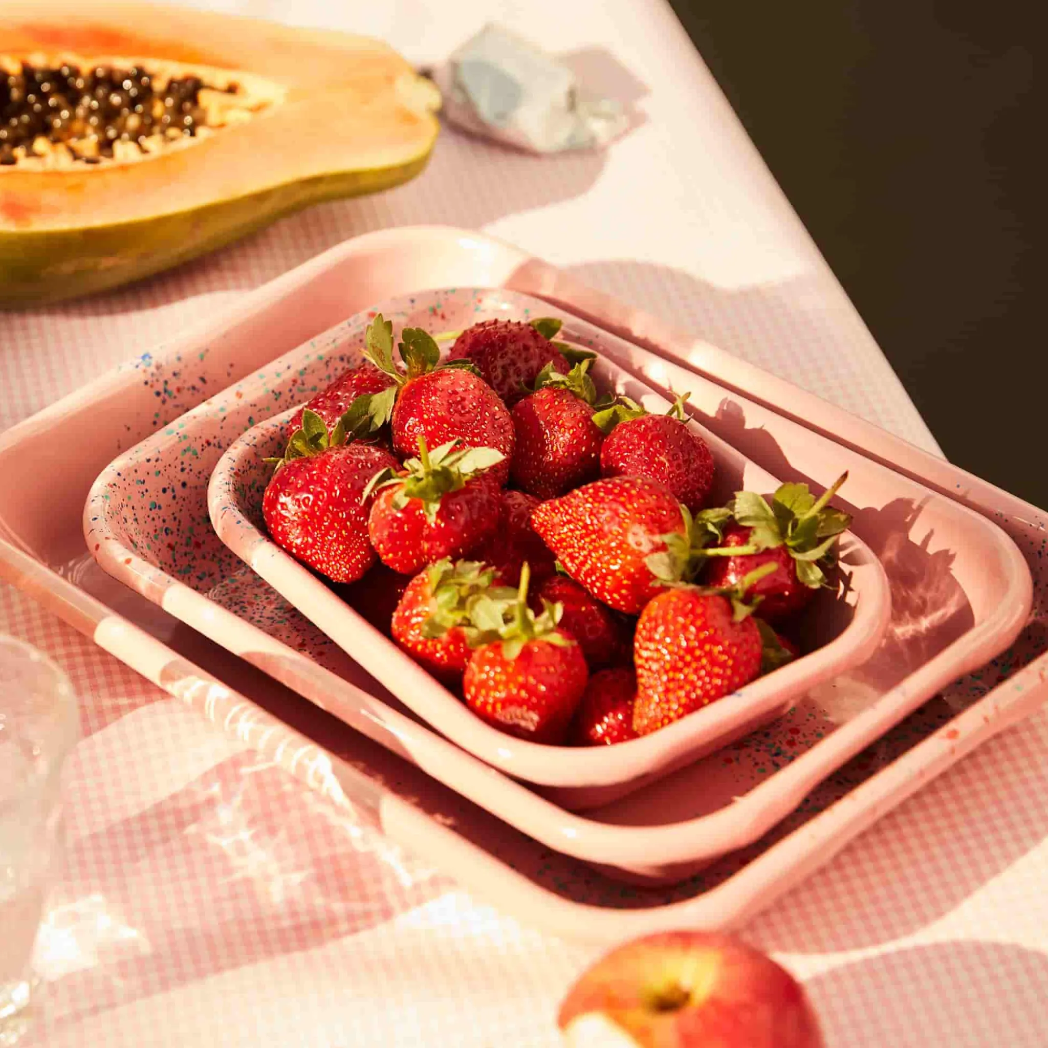Clearance Splatter Fest Enamel Roasting and Serving Dish, Pink Middle Eastern Ingredients|Baking Supplies & Equipment
