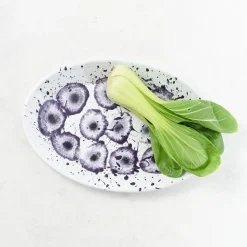 Splatter Madness Enamel Oval Serving Plate, Purple, 31cm Middle Eastern Ingredients|Table Setting