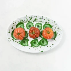 Clearance Splatter Madness Enamel Oval Serving Plate, Green, 31cm Tableware Brands|Middle Eastern Ingredients