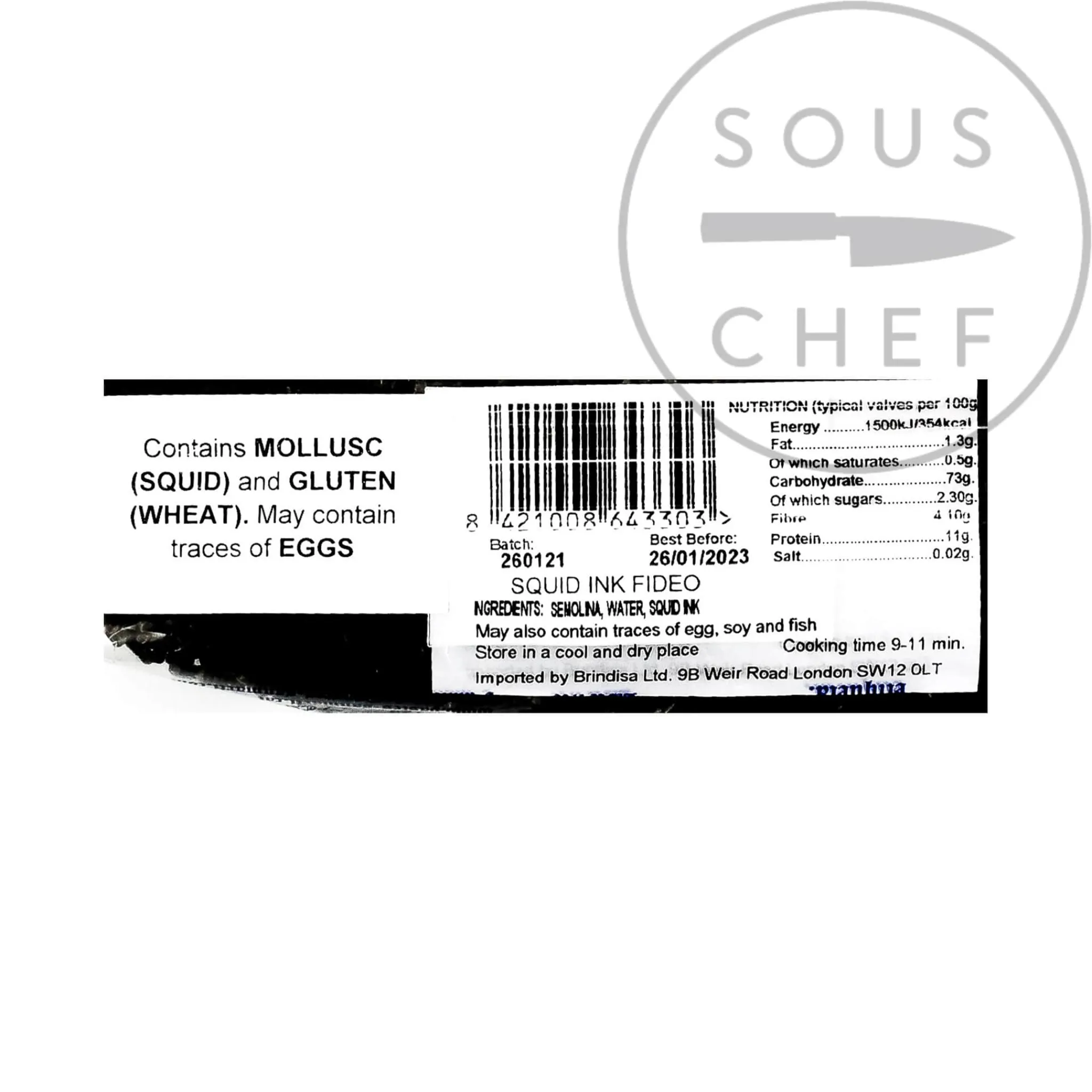 Outlet Squid Ink Fideo Noodles, 250g Ingredients Brands|Spanish Ingredients