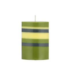 Online Striped Pillar Candle, Olive & Navy, 10cm Table Setting|Tableware Brands