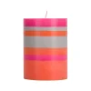 Outlet Striped Pillar Candle, Orange & Pink, 10cm Table Setting|Tableware Brands