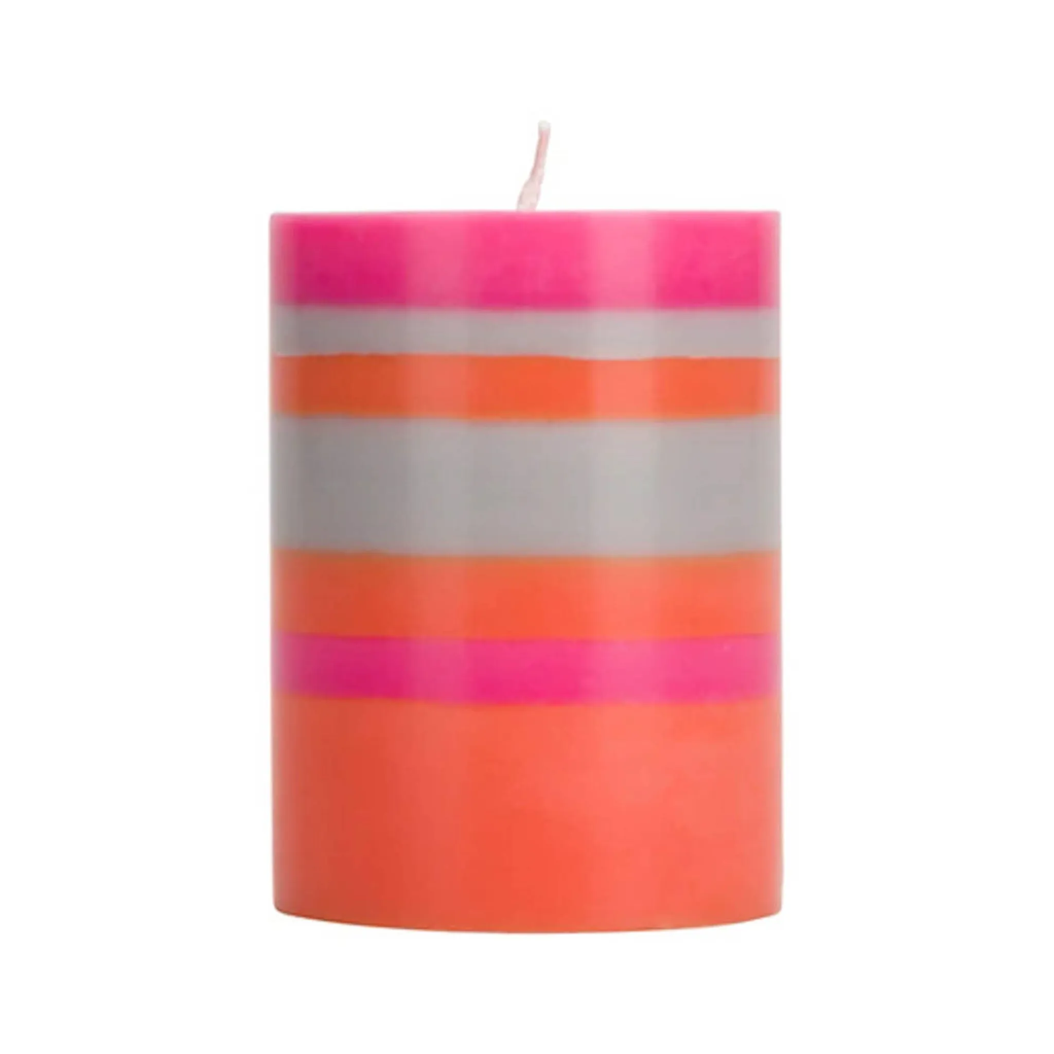Outlet Striped Pillar Candle, Orange & Pink, 10cm Table Setting|Tableware Brands