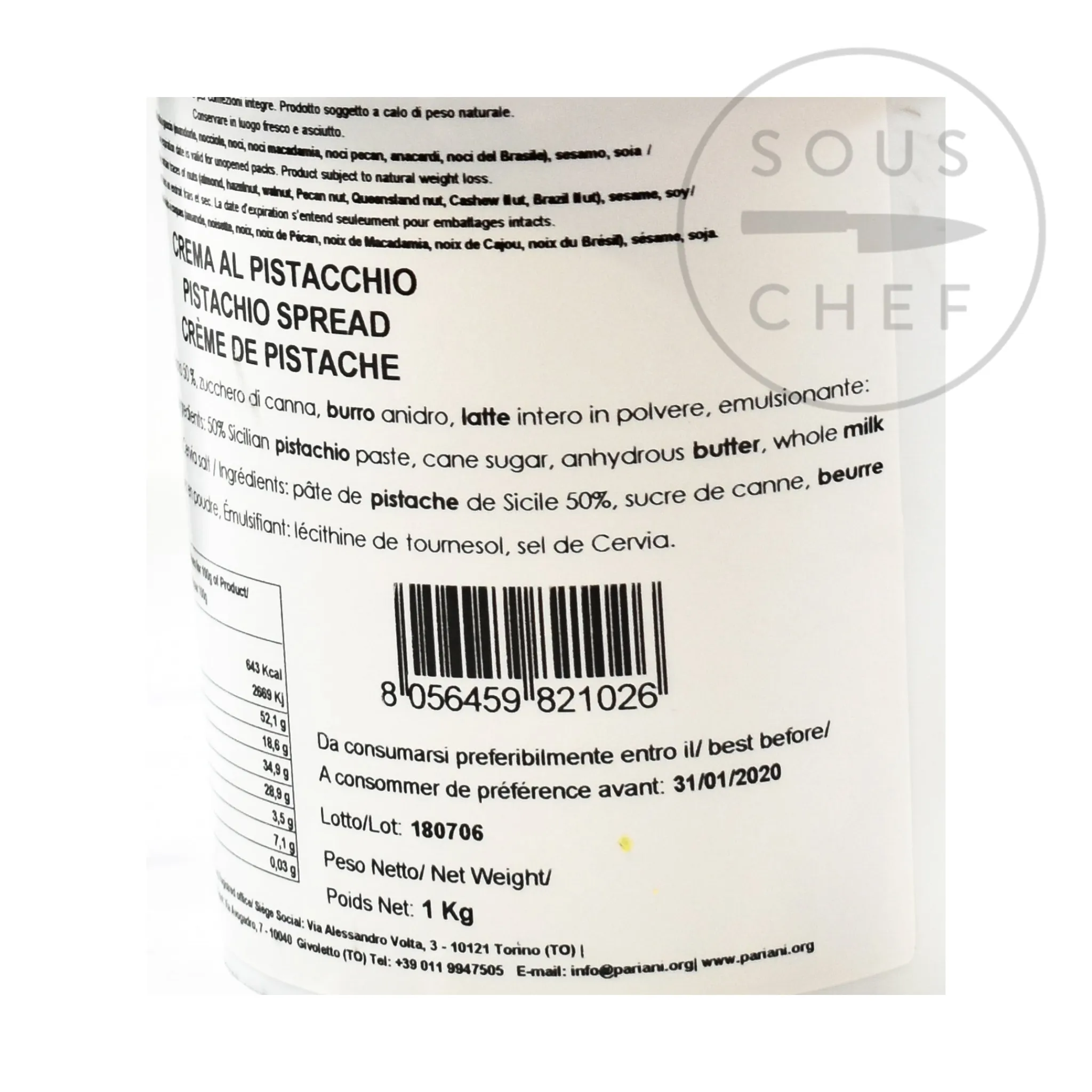 Clearance Sweet Sicilian Pistachio Cream, 1kg Ingredients Brands|Italian Ingredients