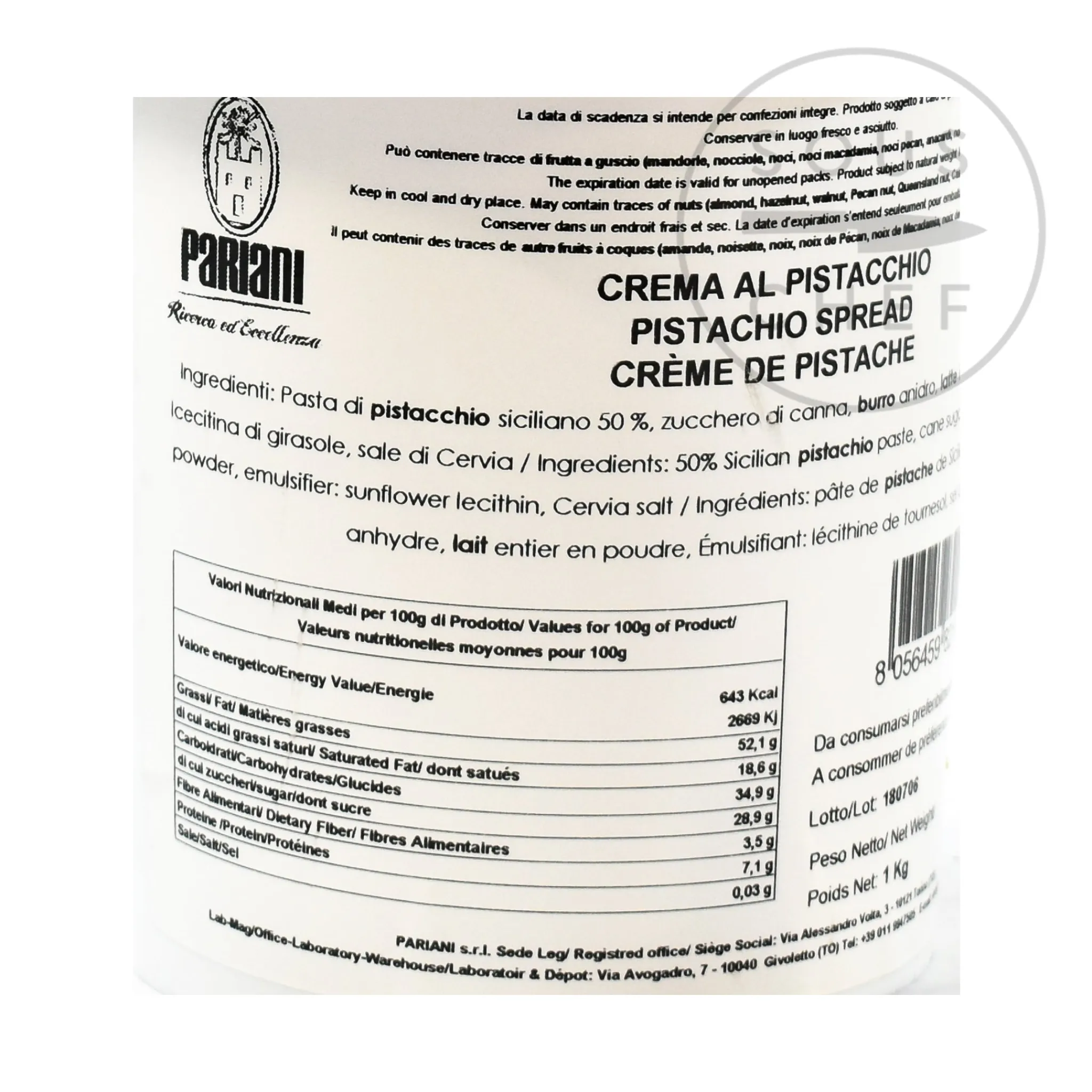 Clearance Sweet Sicilian Pistachio Cream, 1kg Ingredients Brands|Italian Ingredients