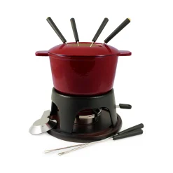 Discount Sierra Red Cast Iron Fondue Set, 17cm Pots & Pans