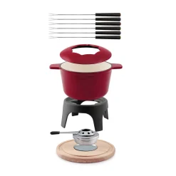 Discount Sierra Red Cast Iron Fondue Set, 17cm Pots & Pans
