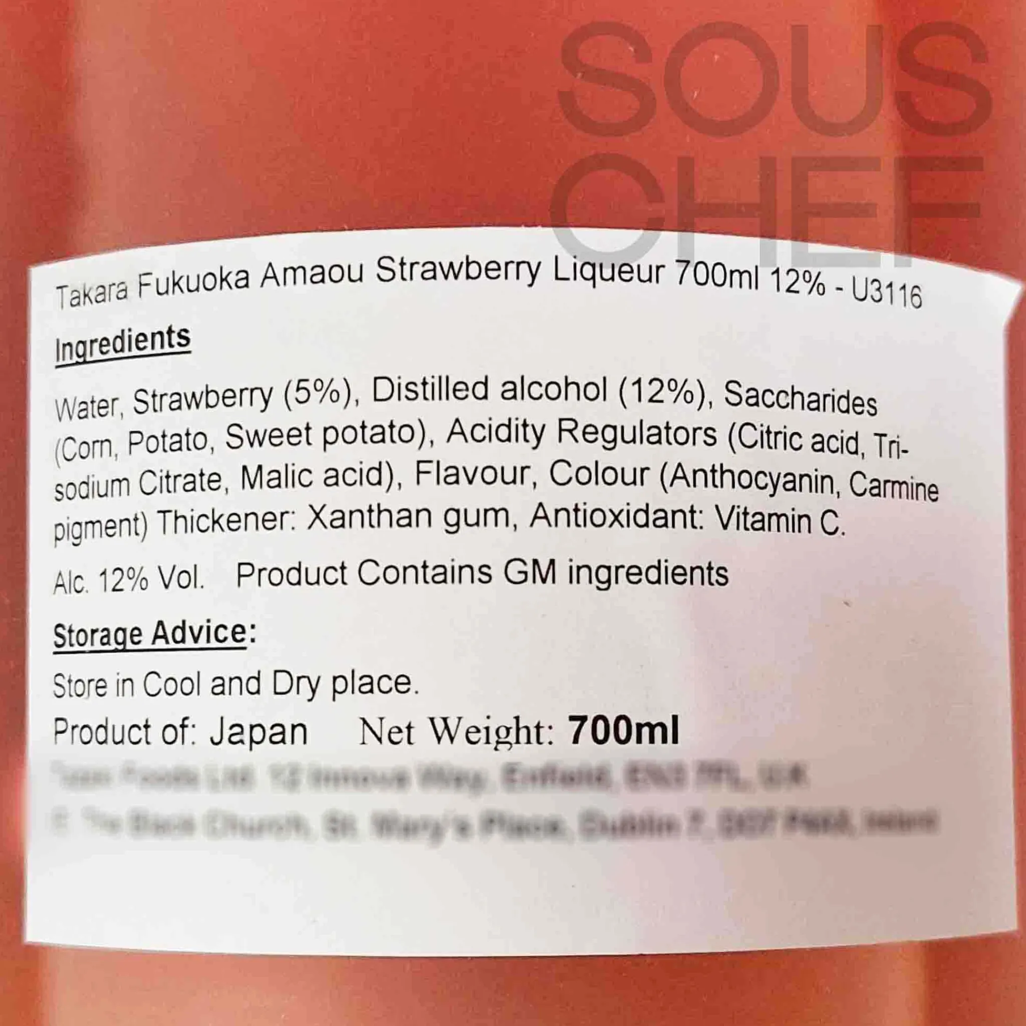 Fukuoka Amaou Strawberry Liqueur 12%, 700ml Ingredients Brands|Japanese Ingredients