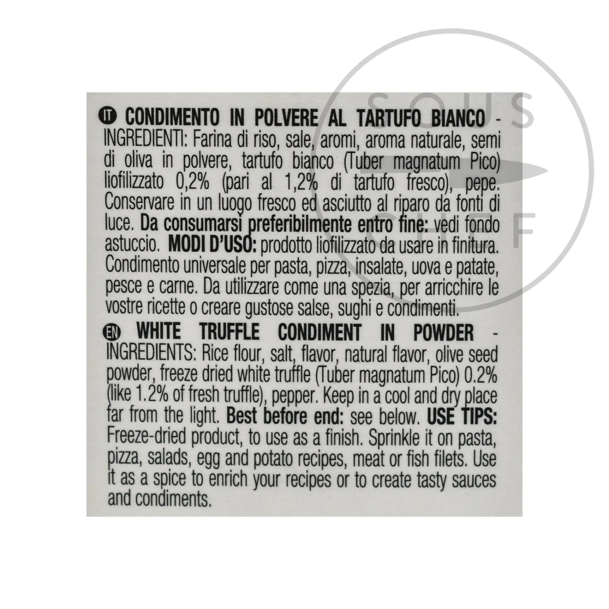 White Truffle Powder, 60g Italian Ingredients|Vegetables