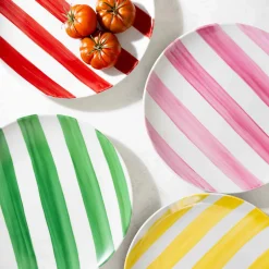 Outlet Red Stripe Porcelain Dinner Plate, 27.5cm Plates|Crockery & Dinnerware