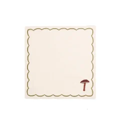 Set of 4 Mushroom Design Linen Napkins Table Setting|Kitchen Textiles & Clothing