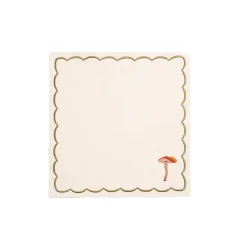 Set of 4 Mushroom Design Linen Napkins Table Setting|Kitchen Textiles & Clothing