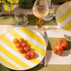 Outlet Yellow Stripe Porcelain Dinner Plate, 27.5cm Tableware Brands|Plates