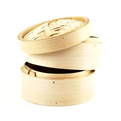 Hot 2-Tier Bamboo Steamer With Lid 8" dia Korean Ingredients|Chinese Ingredients