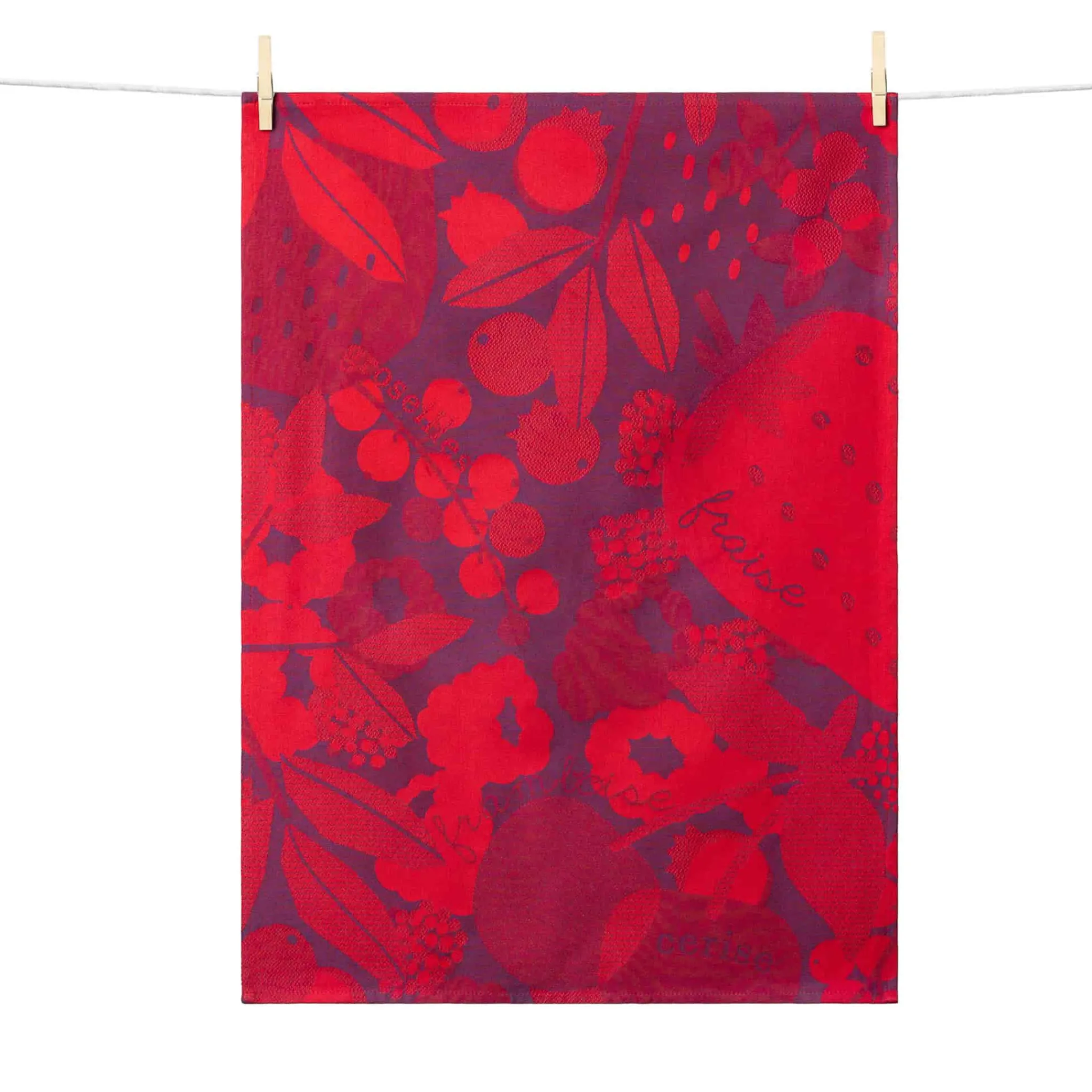 Sale Red Fruits French Jacquard Tea Towel Kitchen Textiles & Clothing