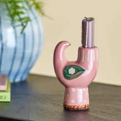 Clearance Trudy Pink Bird Candle Holder Table Setting|Tableware Brands