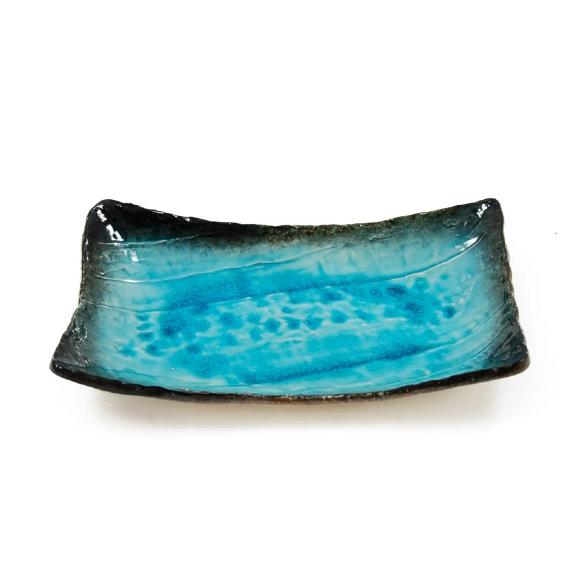 New Turquoise Crackle Glaze Platter Japanese Ingredients|Serveware