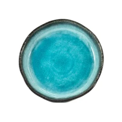 Outlet Turquoise Large Round Dish, 21.5cm dia x 4cm high Japanese Ingredients|Japanese Tableware