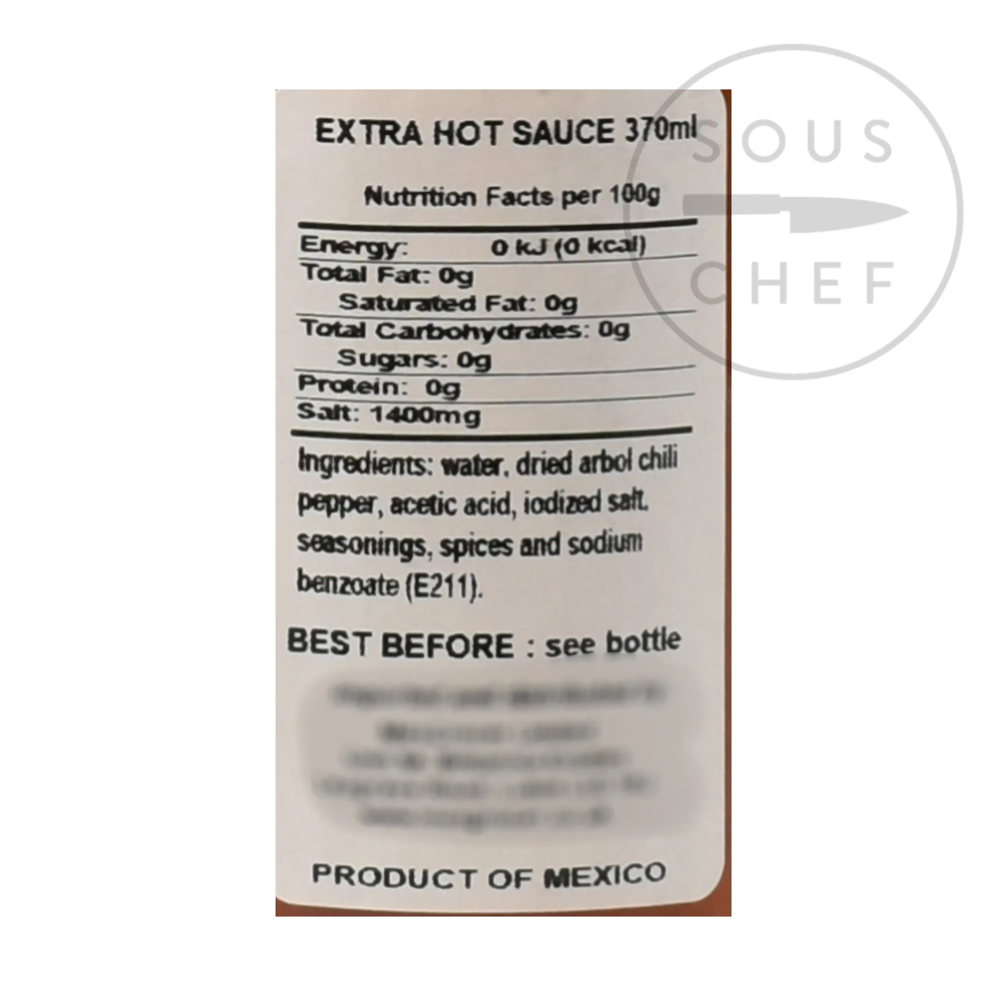 Sale Extra Hot Sauce, 370ml Ingredients Brands|Mexican Ingredients