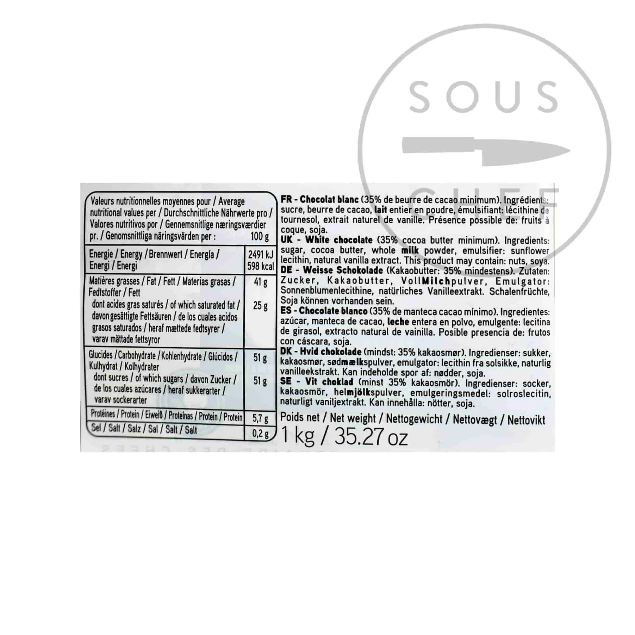 New Ivoire White Chocolate Chips French Ingredients|Chocolate & Sweets