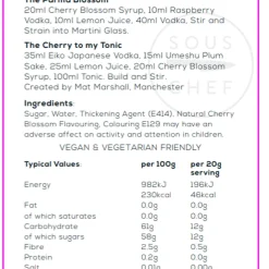 Online Premium Cherry Blossom Syrup, 750ml Ingredients Brands|Made In The Uk