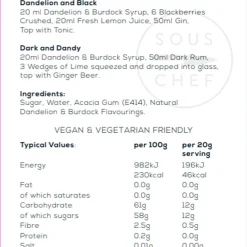Sale Premium Dandelion and Burdock Syrup, 750ml Ingredients Brands|Made In The Uk