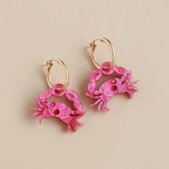 New Pink Crab Hoop Earrings Tableware Brands