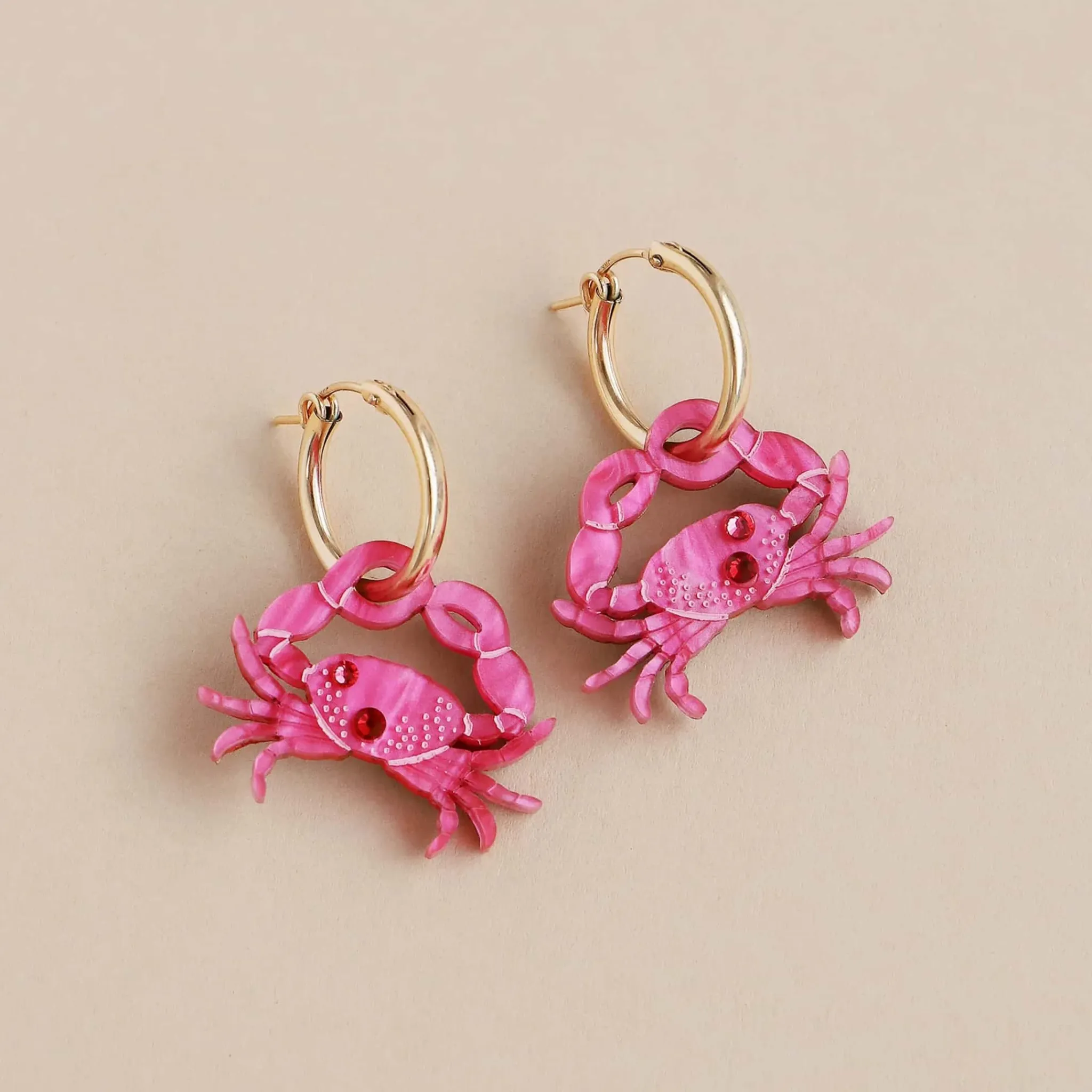 New Pink Crab Hoop Earrings Tableware Brands