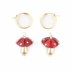 Discount Red Mushroom Hoop Earrings Tableware Brands