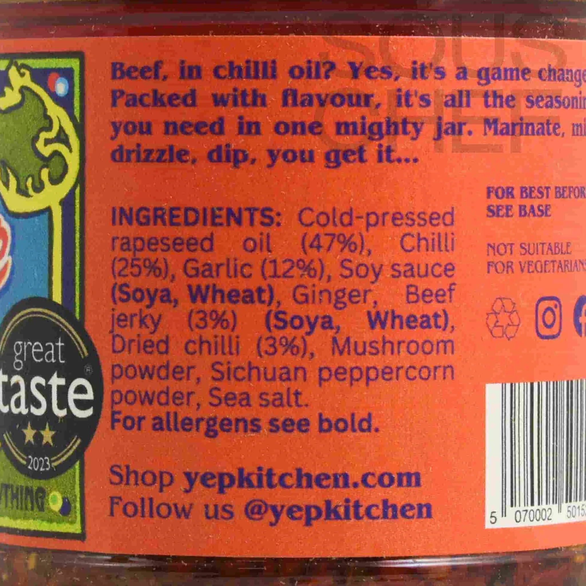 Garlic Chilli Oil with Beef, 160g Ingredients Brands|Chinese Ingredients