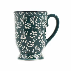 Outlet Yesil Ve Beyaz Boyali Mug with Foot, 300ml Tableware Brands