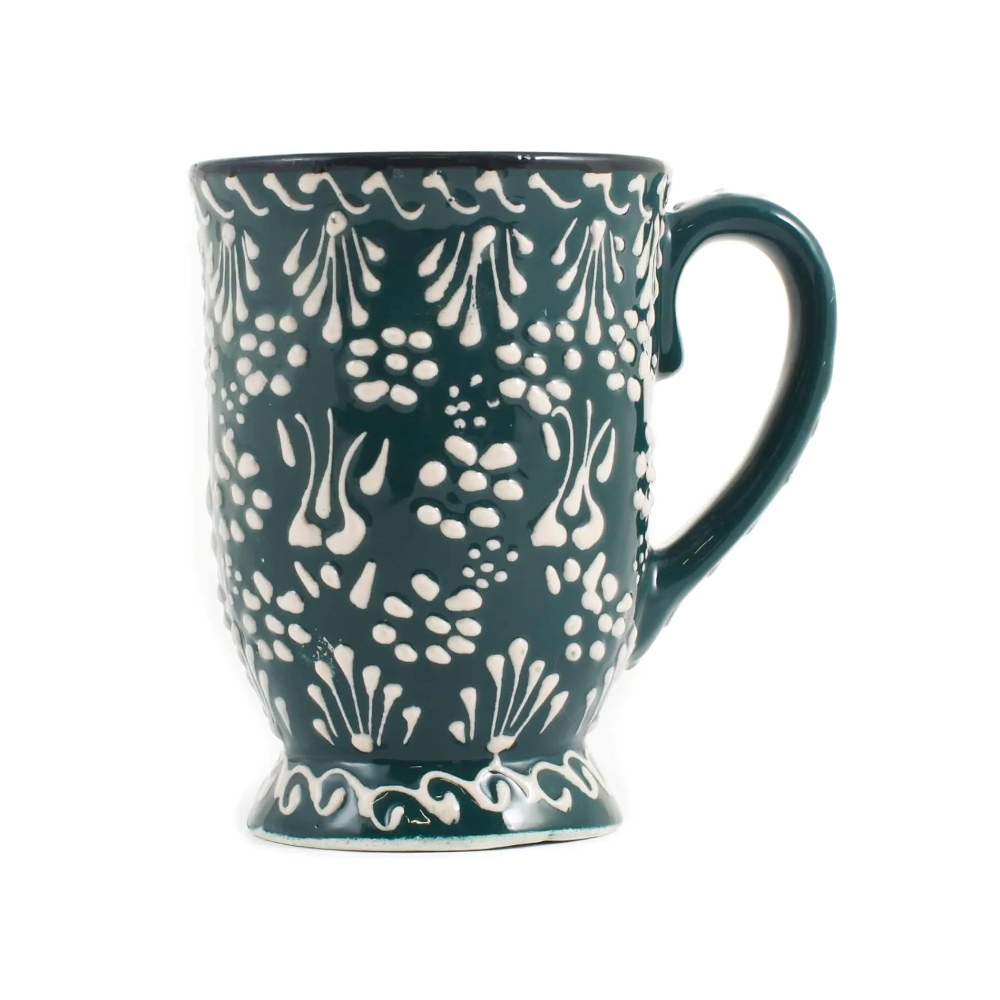 Outlet Yesil Ve Beyaz Boyali Mug with Foot, 300ml Tableware Brands