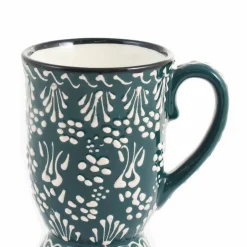 Outlet Yesil Ve Beyaz Boyali Mug with Foot, 300ml Tableware Brands
