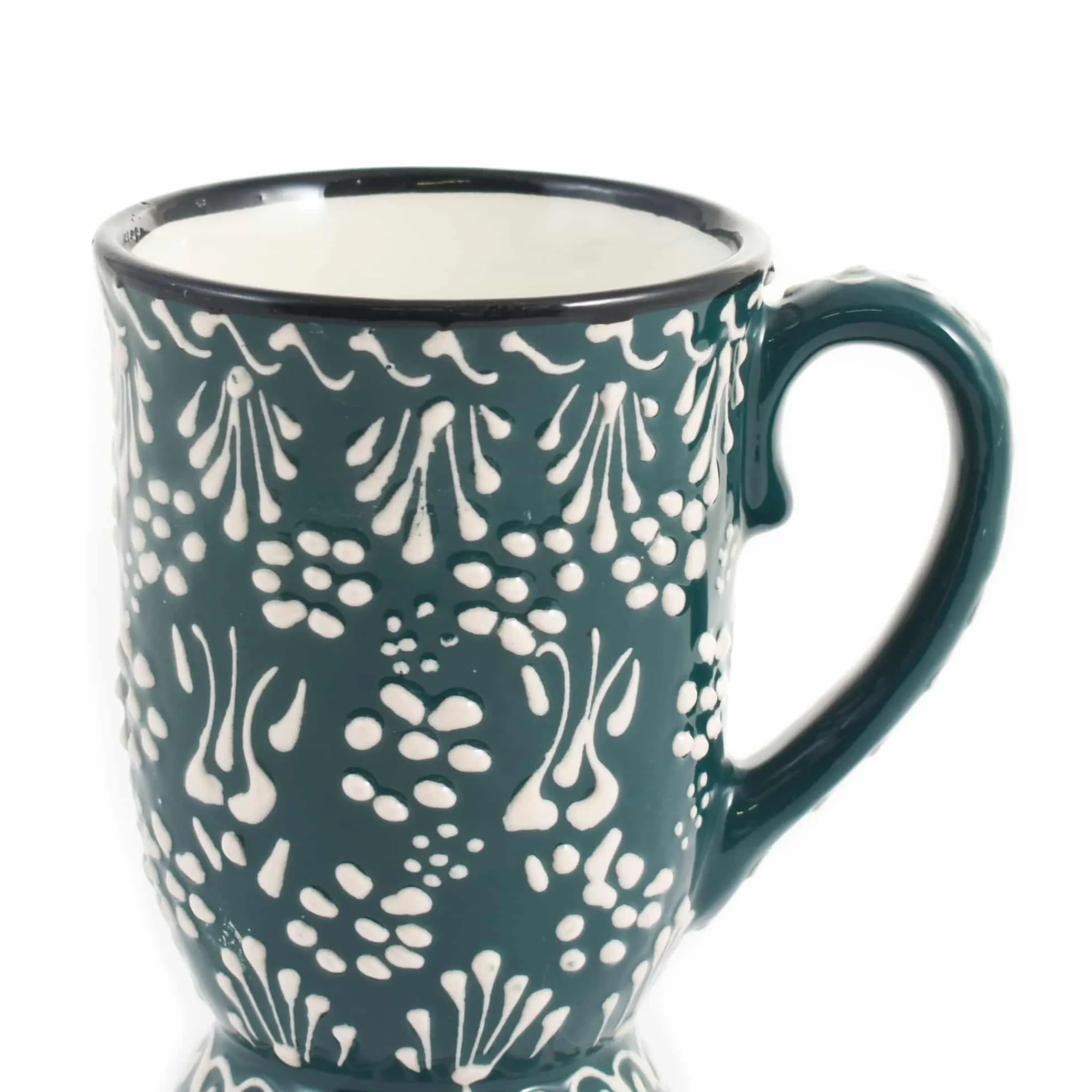 Outlet Yesil Ve Beyaz Boyali Mug with Foot, 300ml Tableware Brands