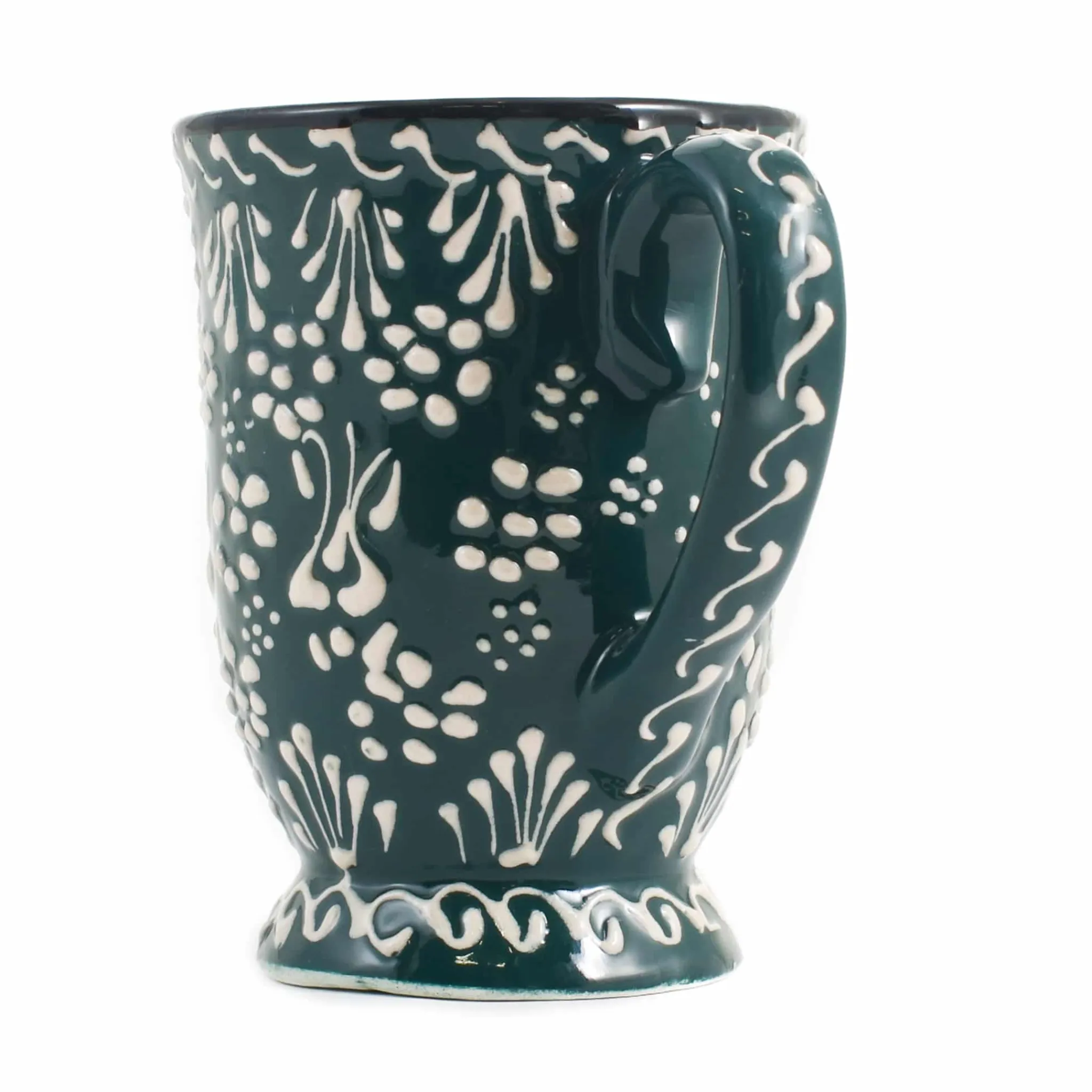 Outlet Yesil Ve Beyaz Boyali Mug with Foot, 300ml Tableware Brands