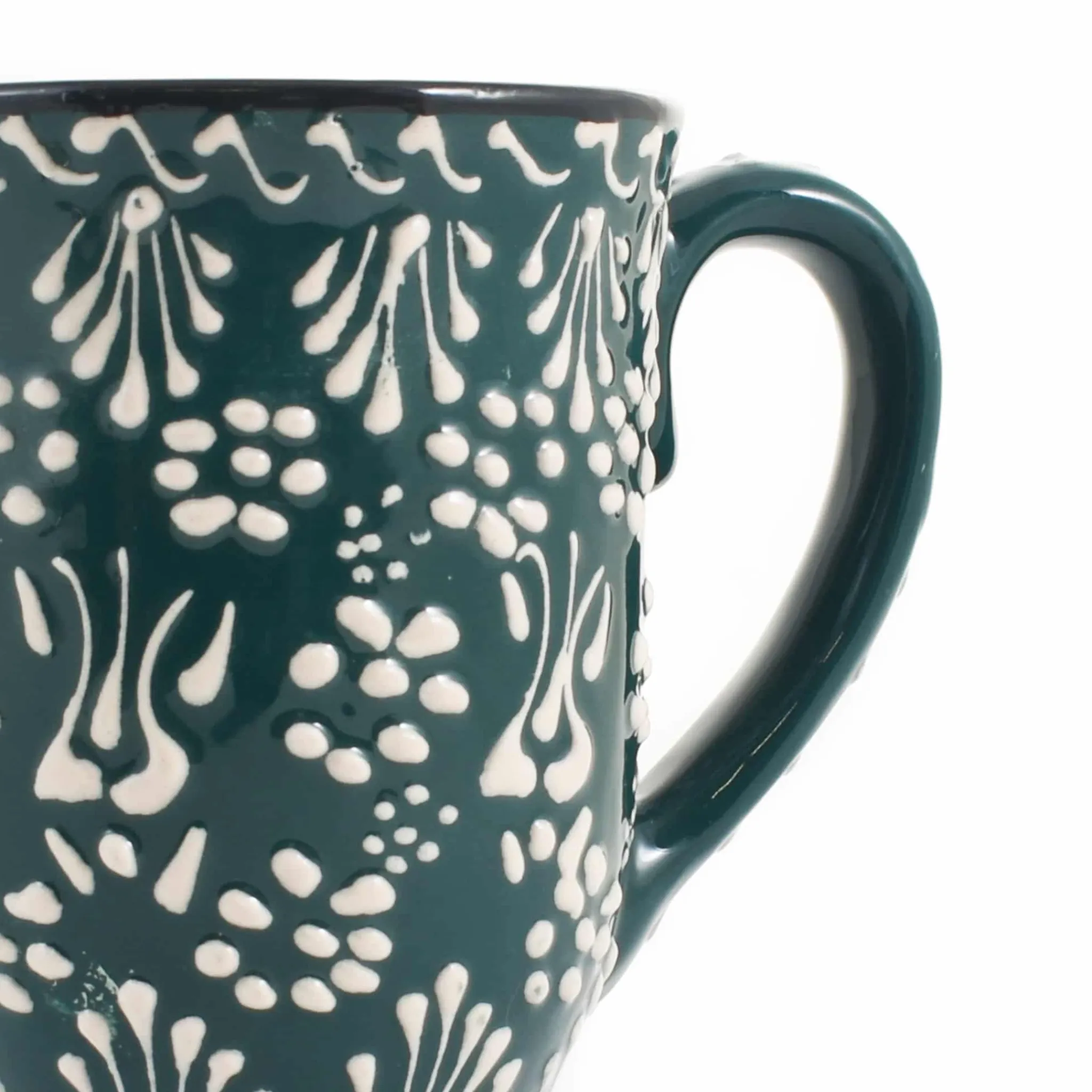 Outlet Yesil Ve Beyaz Boyali Mug with Foot, 300ml Tableware Brands