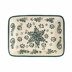 Sale Yesil Ve Beyaz Boyali Rectangular Serving Dish, 18x13cm Tableware Brands